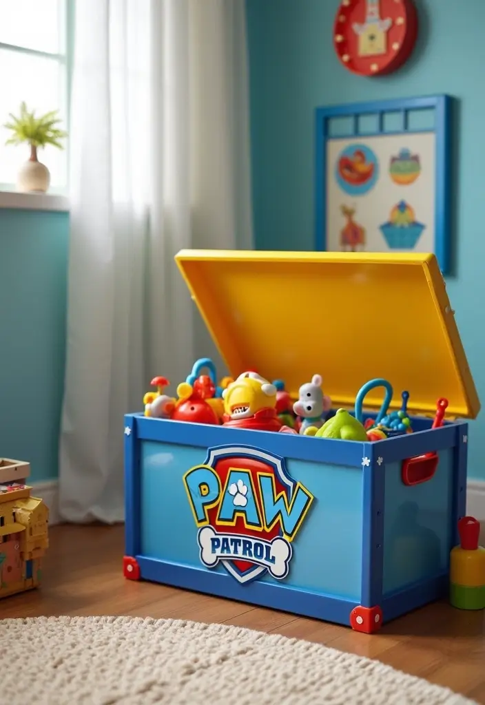 25 Paw Patrol Bedroom Ideas for Boys That Are Paw-some! - 14. Character-Themed Toy Boxes
