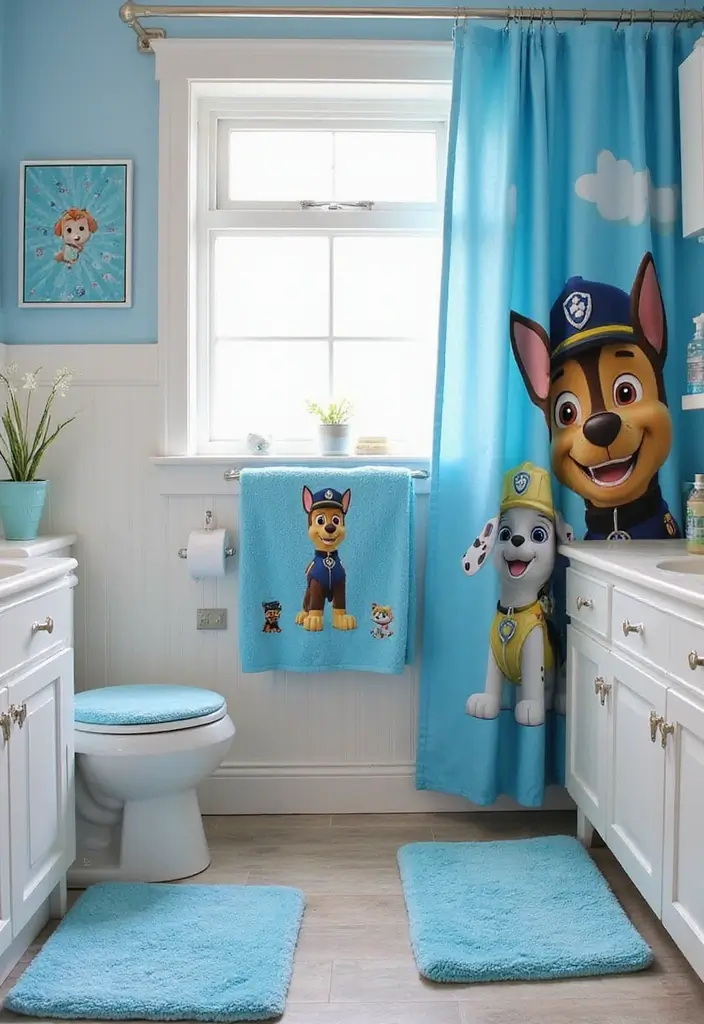25 Paw Patrol Bedroom Ideas for Boys That Are Paw-some! - 20. Character-Themed Bathroom Accessories