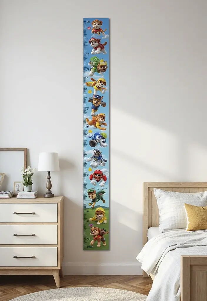 25 Paw Patrol Bedroom Ideas for Boys That Are Paw-some! - 22. Themed Growth Chart
