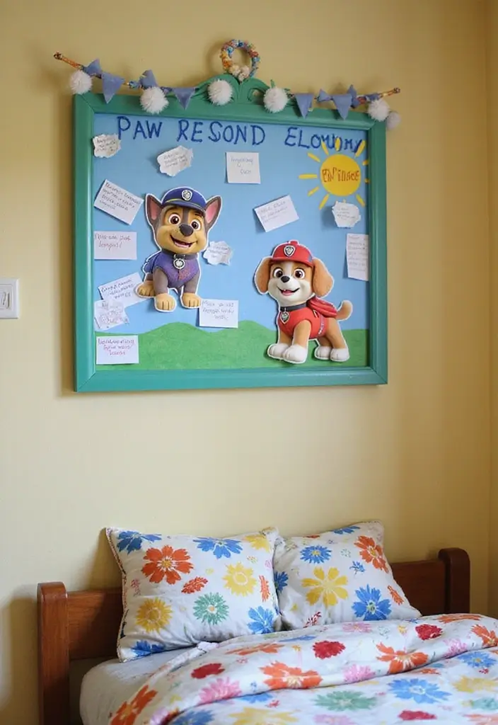 25 Paw Patrol Bedroom Ideas for Boys That Are Paw-some! - 23. Themed Message Board