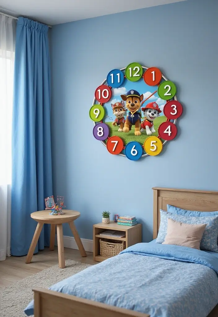 25 Paw Patrol Bedroom Ideas for Boys That Are Paw-some! - 8. Themed Wall Clocks