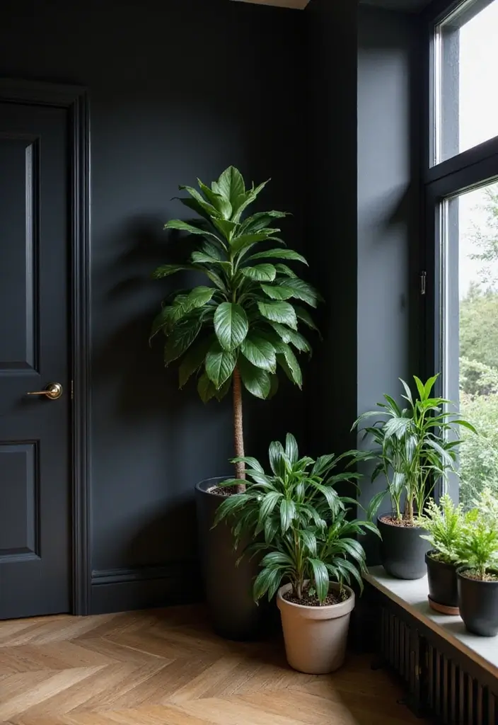 30 Black Bedroom Set Decor Ideas That Scream Luxury - 12. Indoor Plants