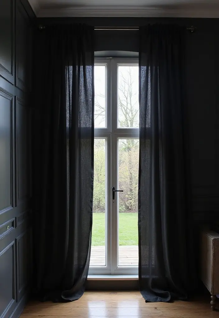 30 Black Bedroom Set Decor Ideas That Scream Luxury - 17. Blackout Window Treatments