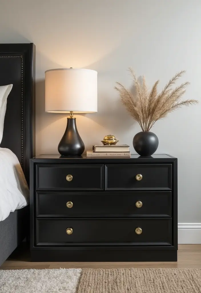 30 Black Bedroom Set Decor Ideas That Scream Luxury - 3. Chic Nightstands