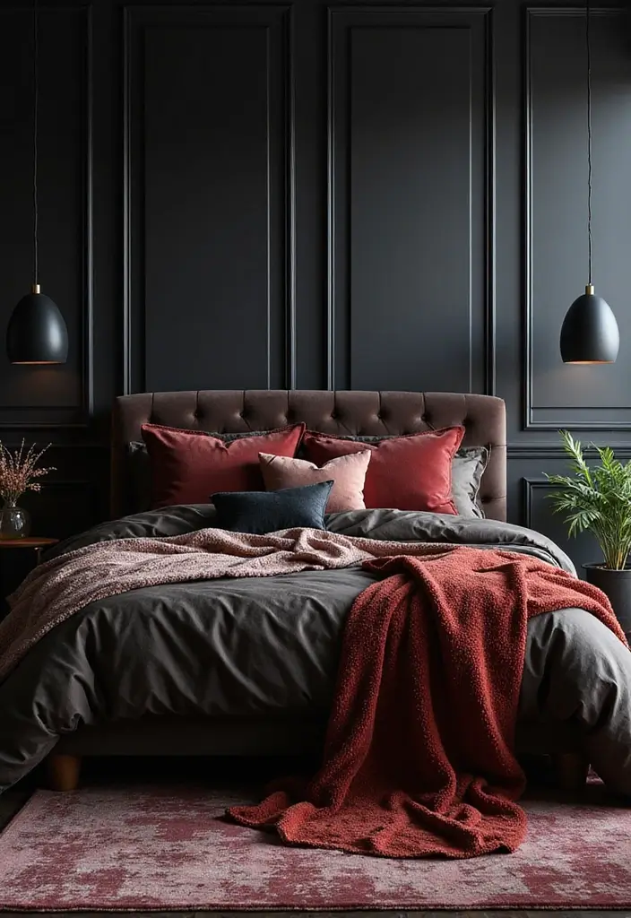 30 Black Bedroom Set Decor Ideas That Scream Luxury - 4. Luxurious Textiles