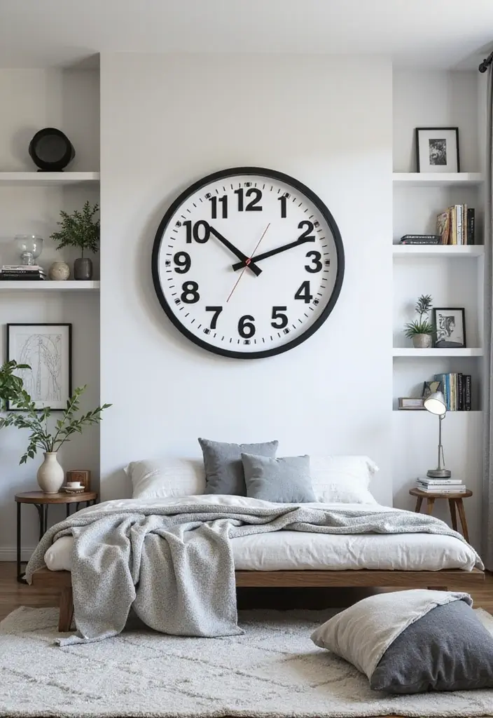 30 Black and White Bedroom Ideas for Teens That Are Bold & Balanced - 20. Modern Wall Clocks