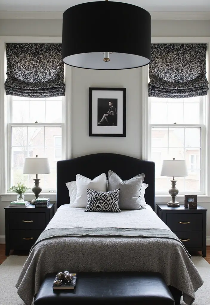 30 Black and White Bedroom Ideas for Teens That Are Bold & Balanced - 21. Black and White Shade