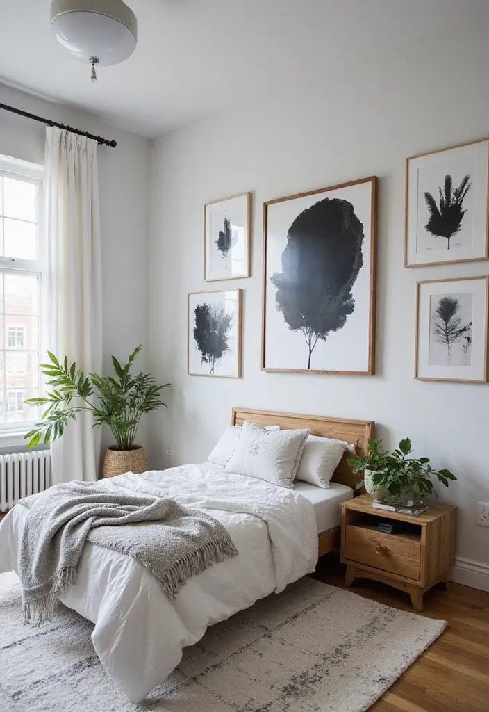 30 Black and White Bedroom Ideas for Teens That Are Bold & Balanced - 22. Custom Artwork