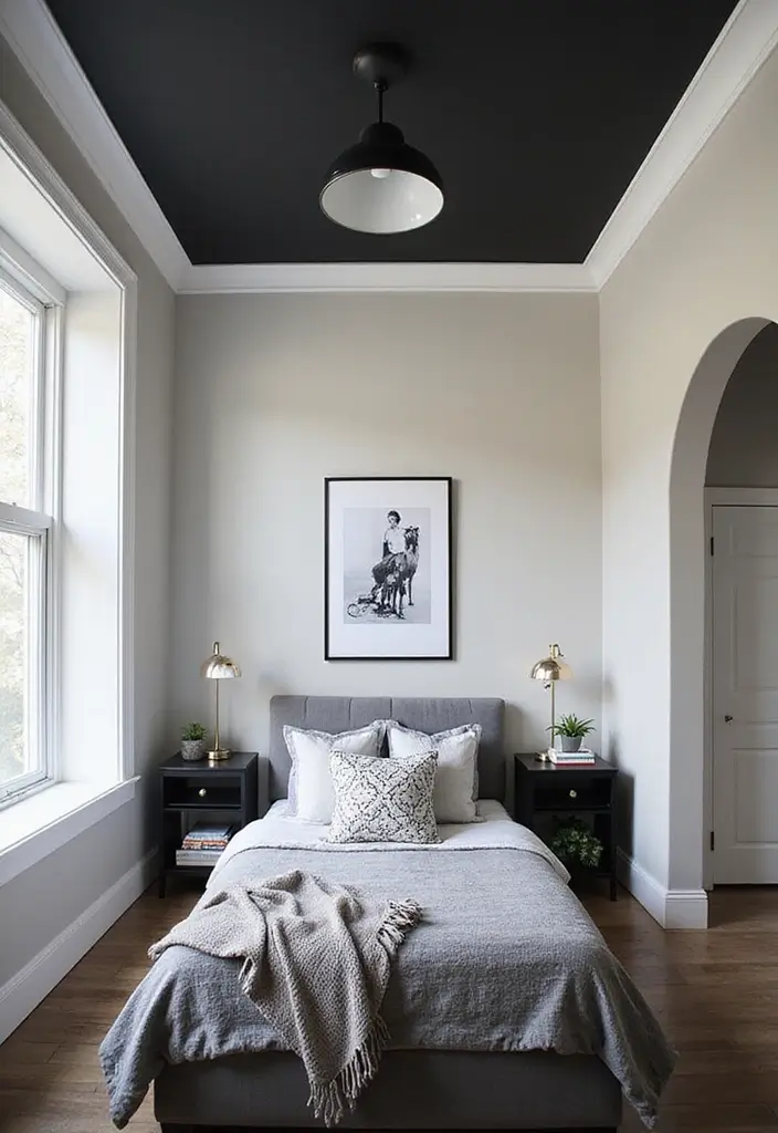 30 Black and White Bedroom Ideas for Teens That Are Bold & Balanced - 9. Statement Ceiling