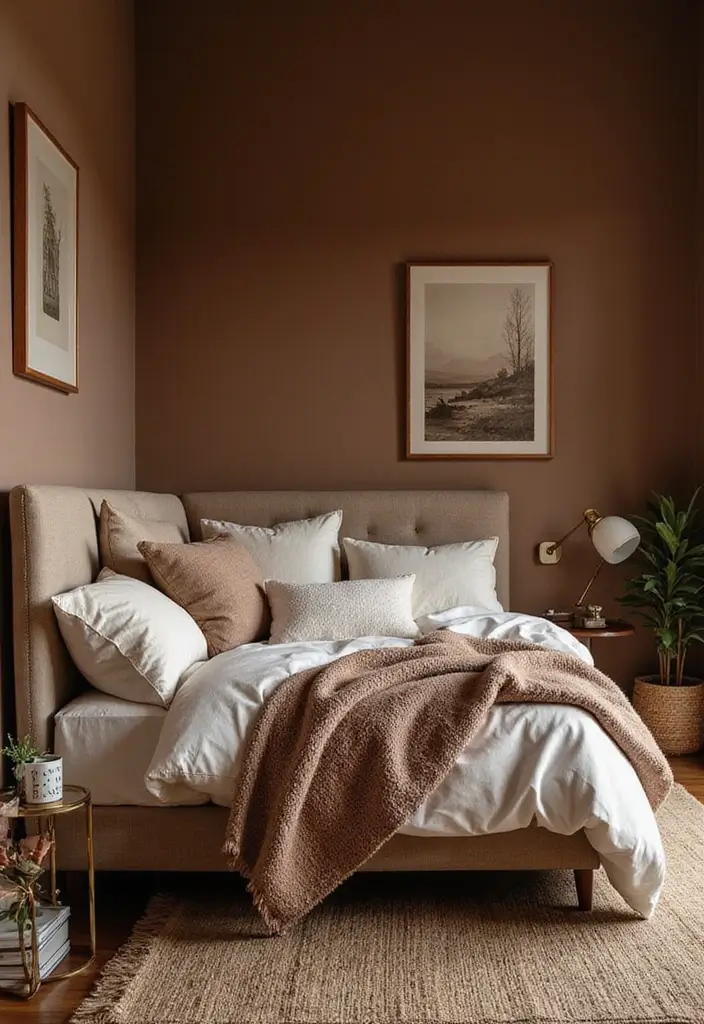 30 Brown Wall Bedroom Ideas That Bring Earthy Elegance - 16. Warm Textures