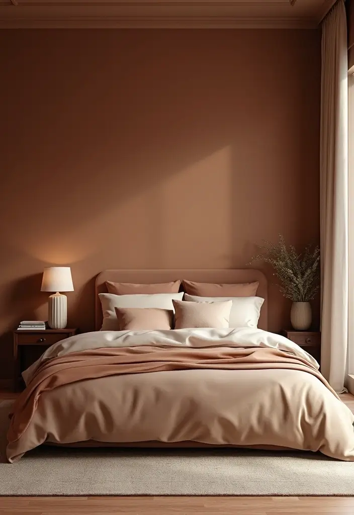 30 Brown Wall Bedroom Ideas That Bring Earthy Elegance - 17. Unified Palette