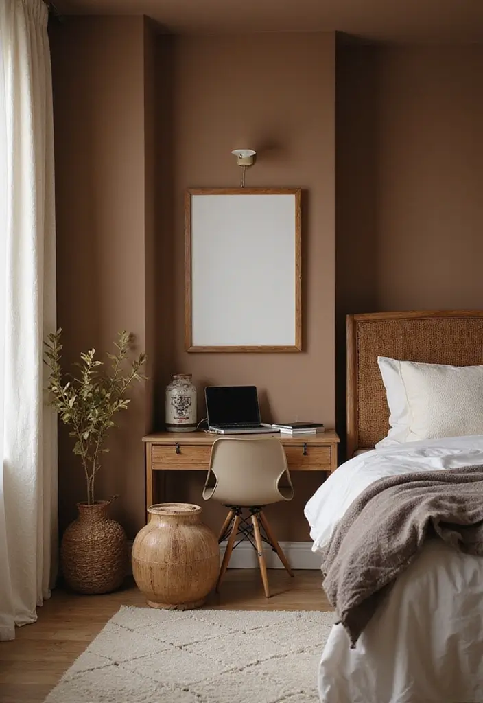 30 Brown Wall Bedroom Ideas That Bring Earthy Elegance - 19. Functional Spaces