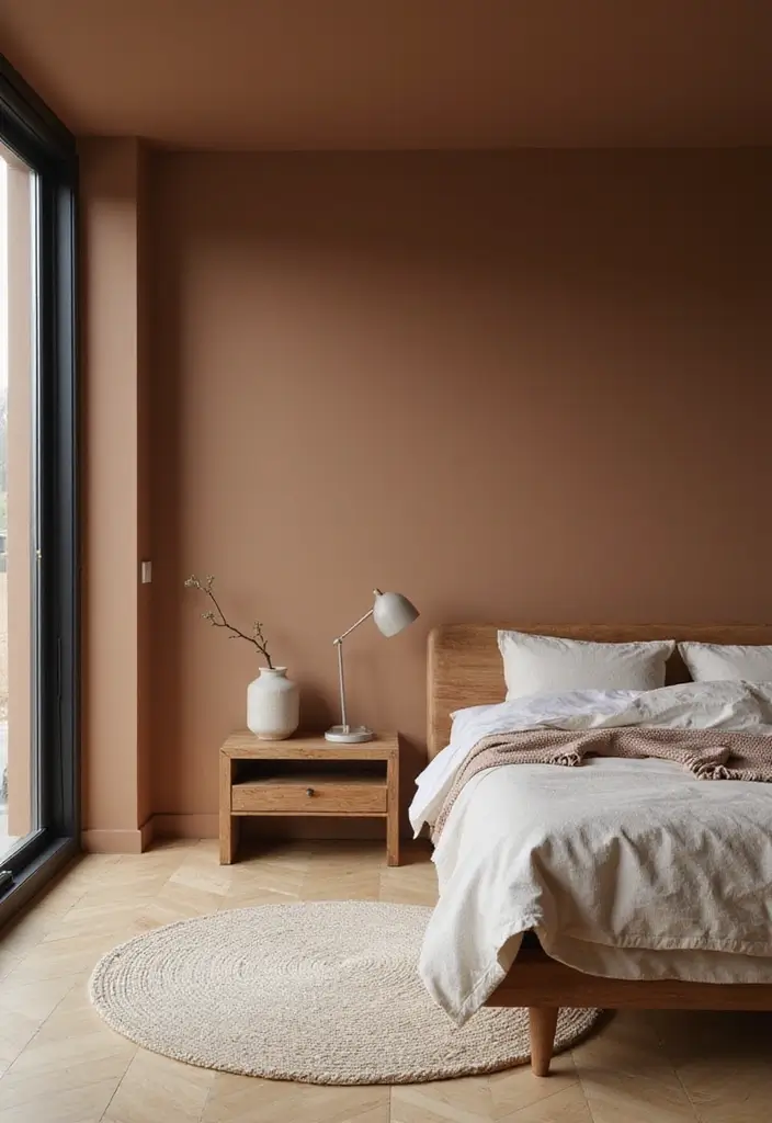 30 Brown Wall Bedroom Ideas That Bring Earthy Elegance - 2. Cozy Minimalism