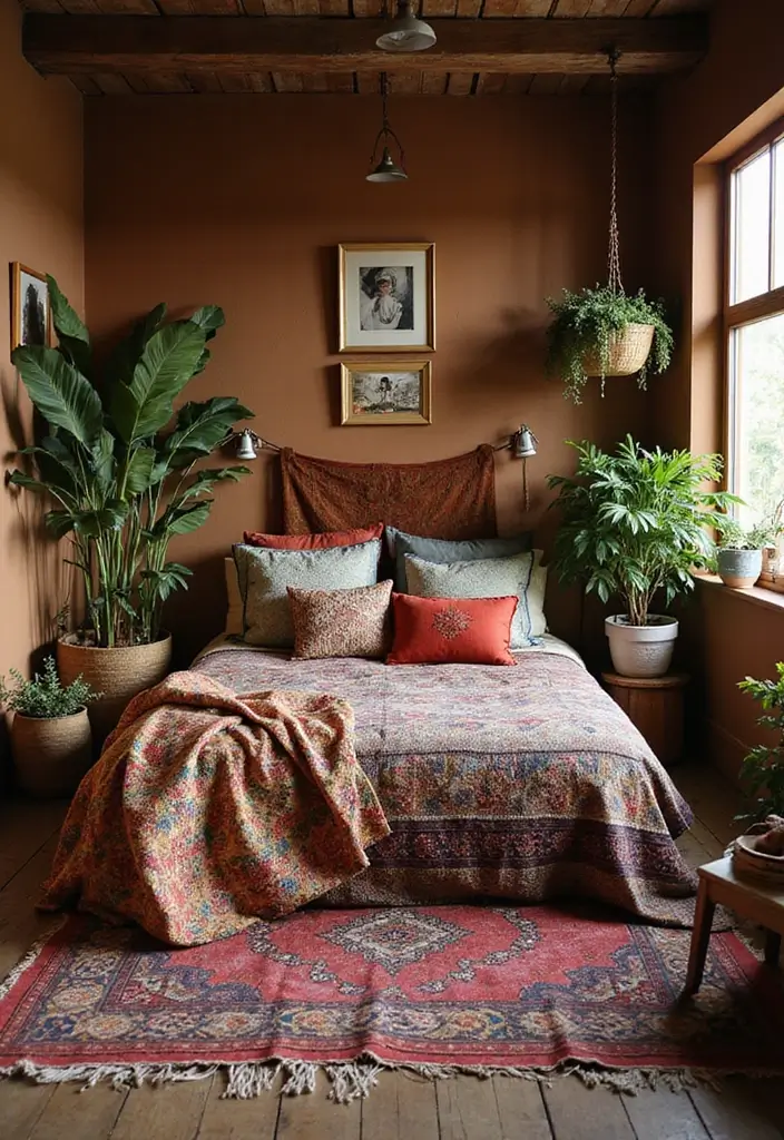 30 Brown Wall Bedroom Ideas That Bring Earthy Elegance - 23. Bohemian Vibes