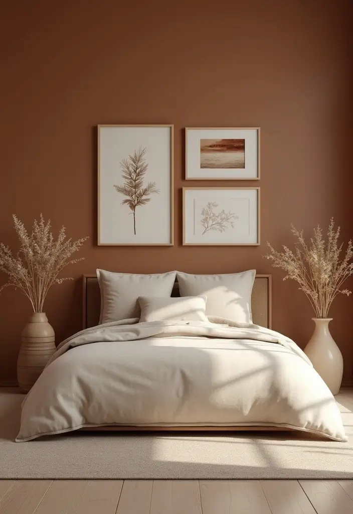 30 Brown Wall Bedroom Ideas That Bring Earthy Elegance - 26. Balanced Symmetry