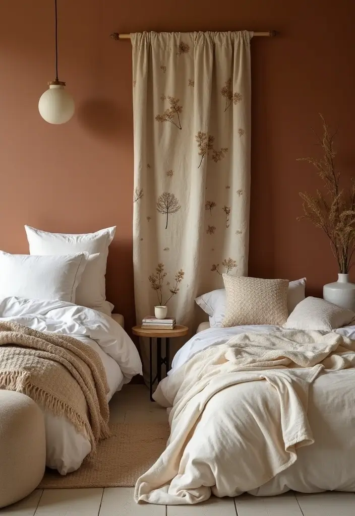 30 Brown Wall Bedroom Ideas That Bring Earthy Elegance - 4. Earth-Friendly Fabrics