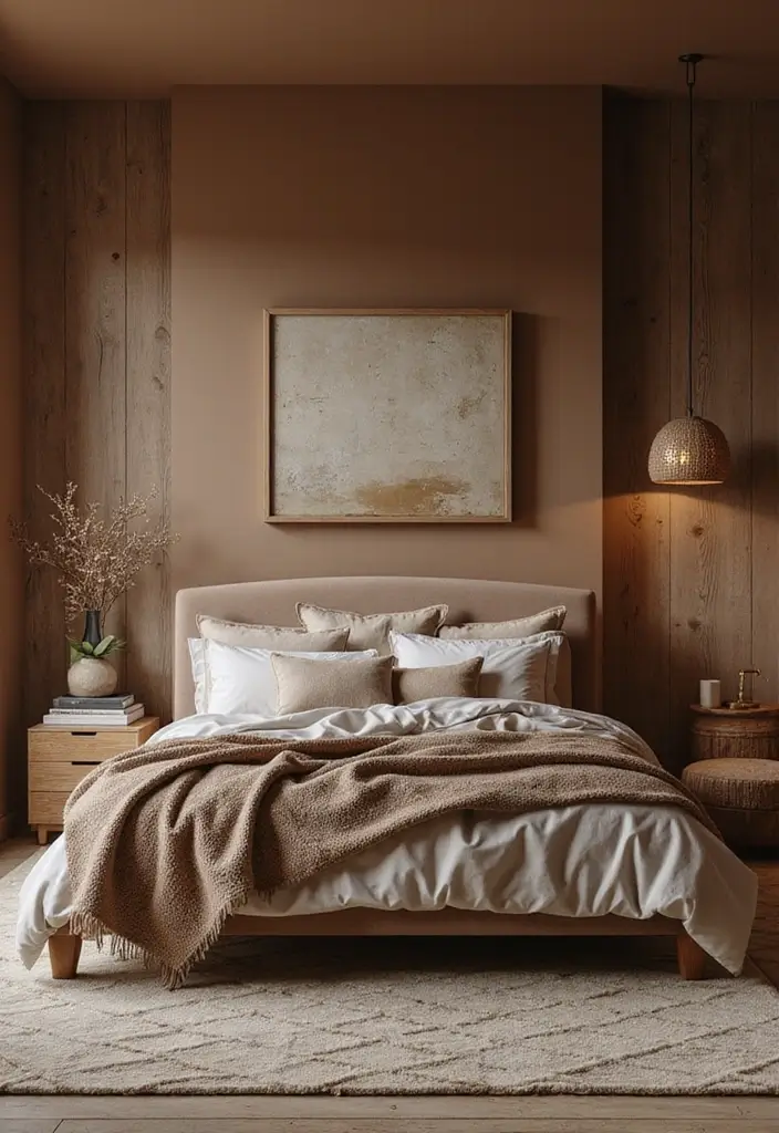 30 Brown Wall Bedroom Ideas That Bring Earthy Elegance - 7. Natural Accents
