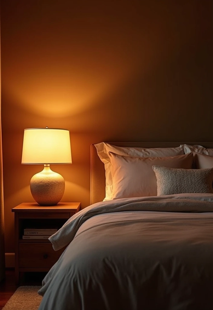30 Brown Wall Bedroom Ideas That Bring Earthy Elegance - 8. Layered Lighting