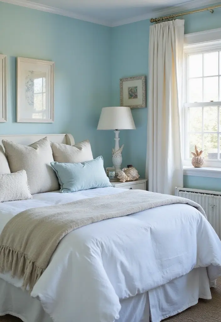30 Light Blue Bedroom Ideas That Feel Airy Fresh & Serene - 1. Coastal Dreamscape