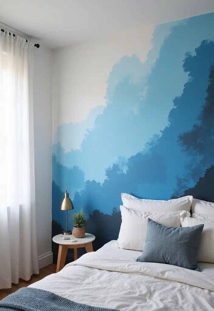 30 Light Blue Bedroom Ideas That Feel Airy Fresh & Serene - 11. Artistic Wall Murals