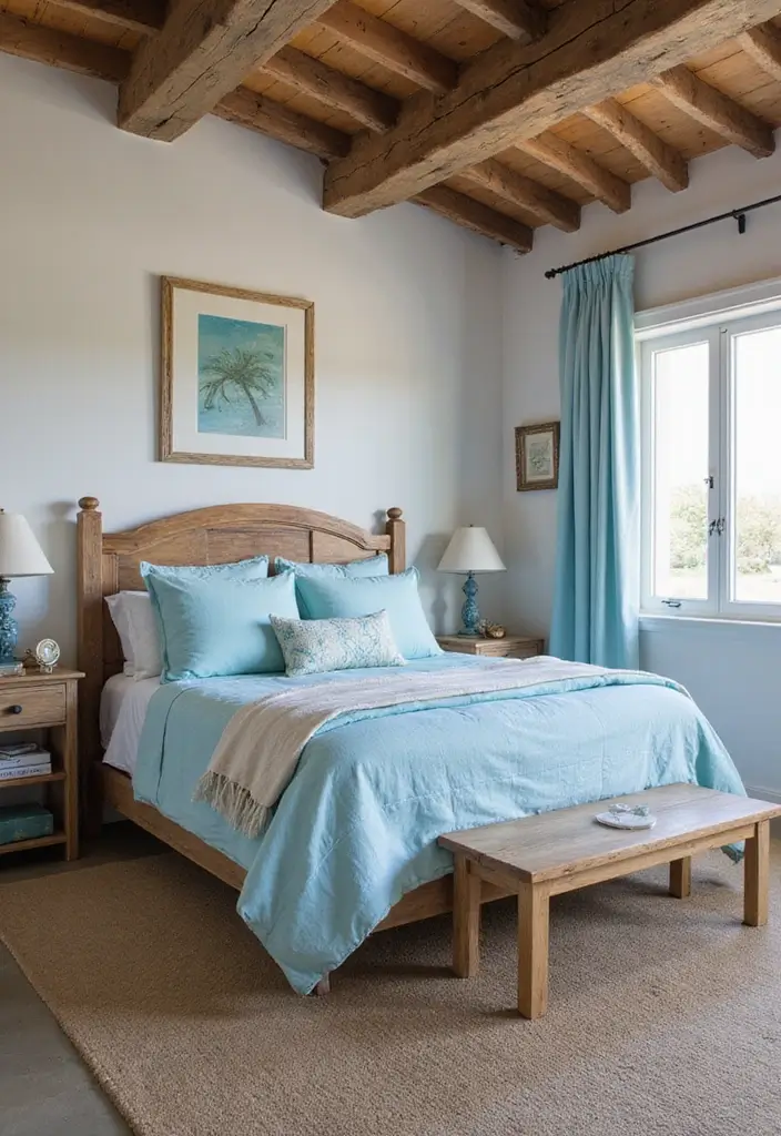 30 Light Blue Bedroom Ideas That Feel Airy Fresh & Serene - 12. Rustic Beach Shack