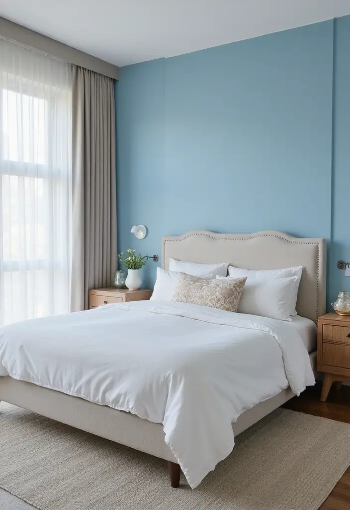 30 Light Blue Bedroom Ideas That Feel Airy Fresh & Serene - 16. Charming Accent Walls