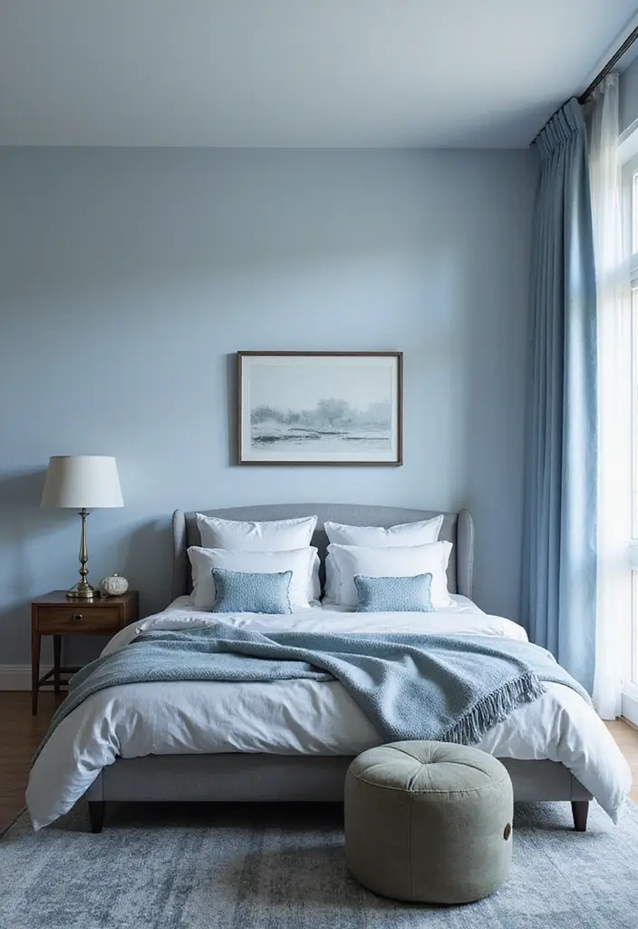 30 Light Blue Bedroom Ideas That Feel Airy Fresh & Serene - 21. Timeless Monochrome