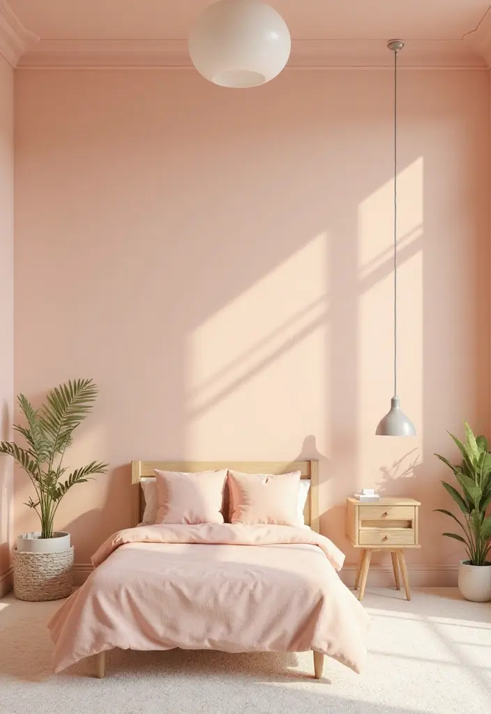 30 Peach Color Bedroom Ideas That Feel Fresh and Modern - 14. Minimalist Peach Design