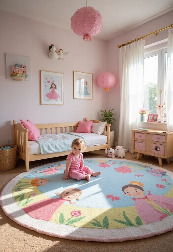 30 Toddler Girls Bedroom Ideas That Are Cute & Whimsical - 11. Themed Play Mats
