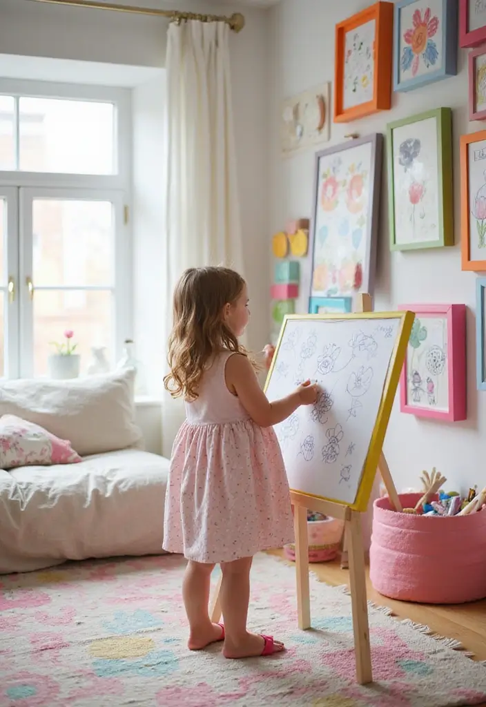 30 Toddler Girls Bedroom Ideas That Are Cute & Whimsical - 13. Interactive Art Boards