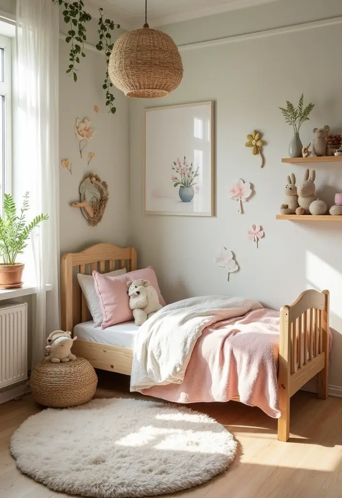 30 Toddler Girls Bedroom Ideas That Are Cute & Whimsical - 17. Nature-Inspired Decor