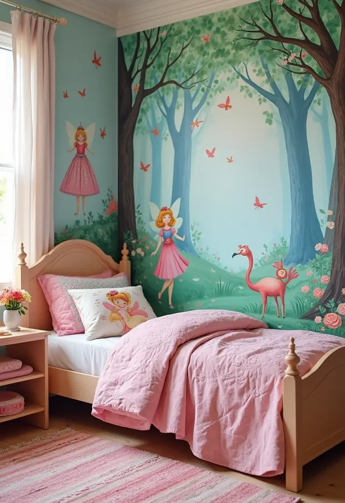 30 Toddler Girls Bedroom Ideas That Are Cute & Whimsical - 2. Whimsical Wall Murals