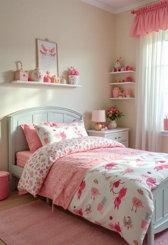 30 Toddler Girls Bedroom Ideas That Are Cute & Whimsical - 4. Playful Bed Linen