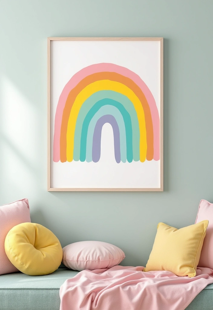 Easy DIY Baby Girl Room Decor You Can Try - 1. Pastel Rainbow Wall Art