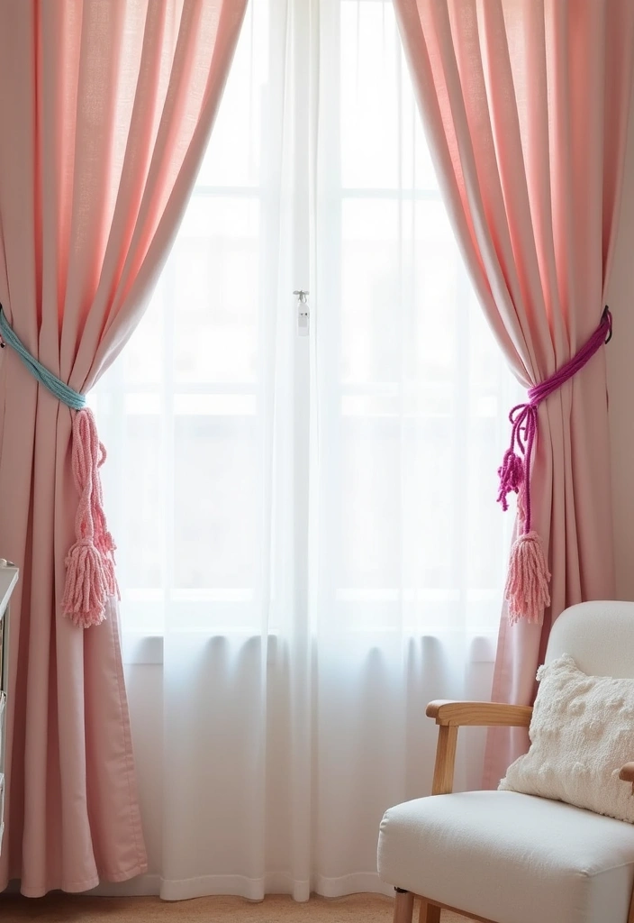 Easy DIY Baby Girl Room Decor You Can Try - 9. Playful Curtain Tiebacks