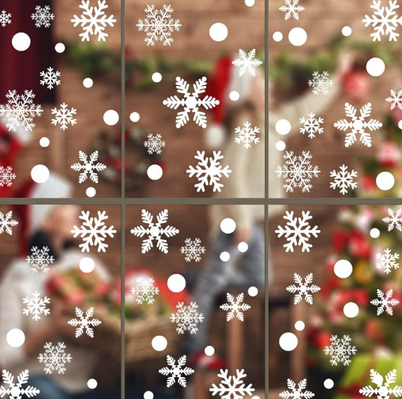 LUDILO 135Pcs Christmas Window Clings Snowflakes Window Decals Static Window Stickers for Christmas Decorations