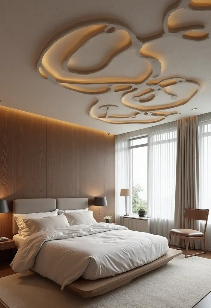 Transform Your Space with 27 Modern Bedroom Trends of 2026 - 26. Unique Ceiling Designs