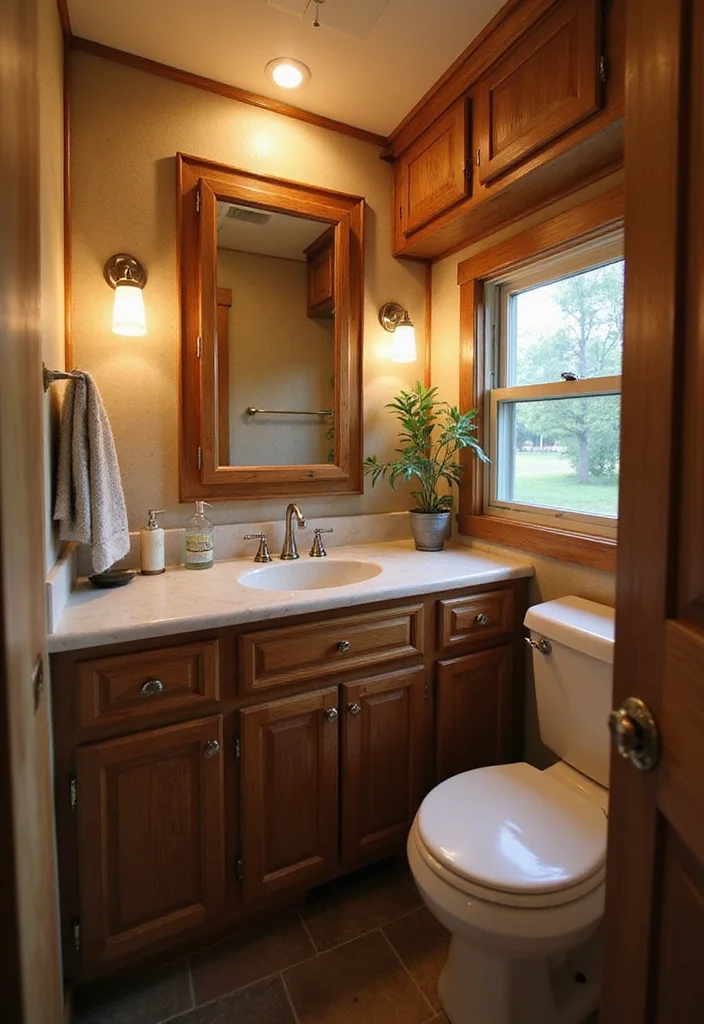 12 Small Camper Bathrooms With Smart Layouts - 6. Smart Lighting Choices