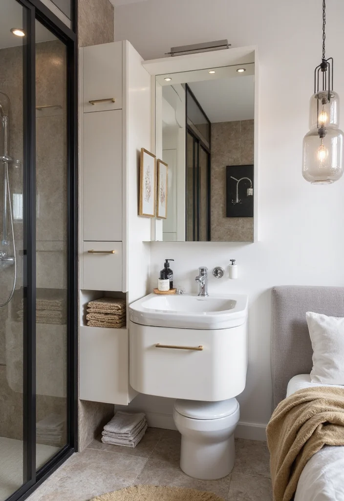 14 Bathroom In Bedroom Design Ideas You'll Love - 2. Compact Floating Vanities