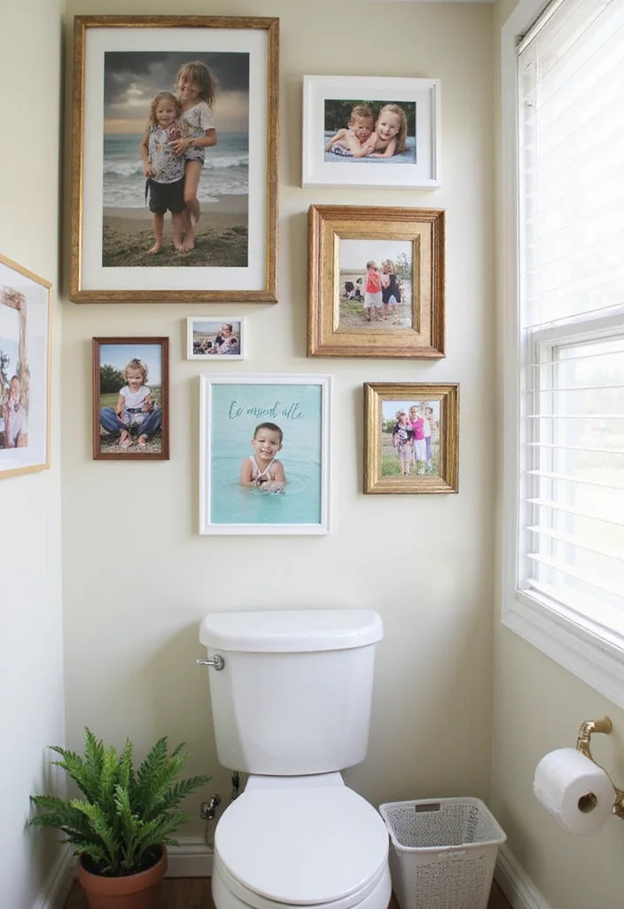 14 Bathroom Photo Wall Ideas for a Personal Touch - 1. The Family Collage