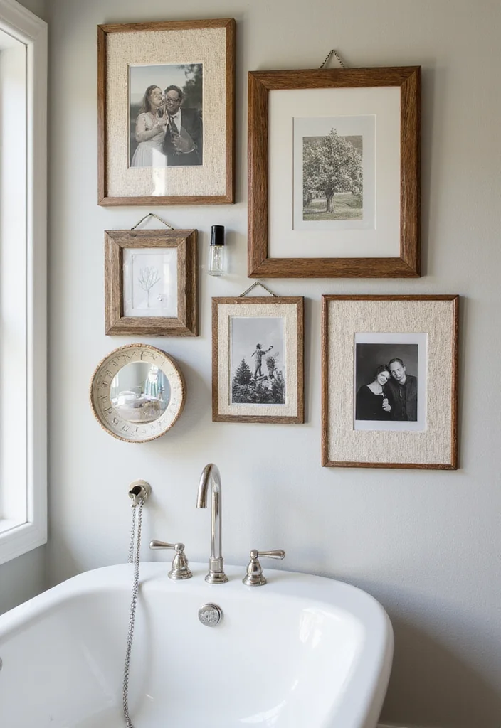 14 Bathroom Photo Wall Ideas for a Personal Touch - 13. Mix of Textures
