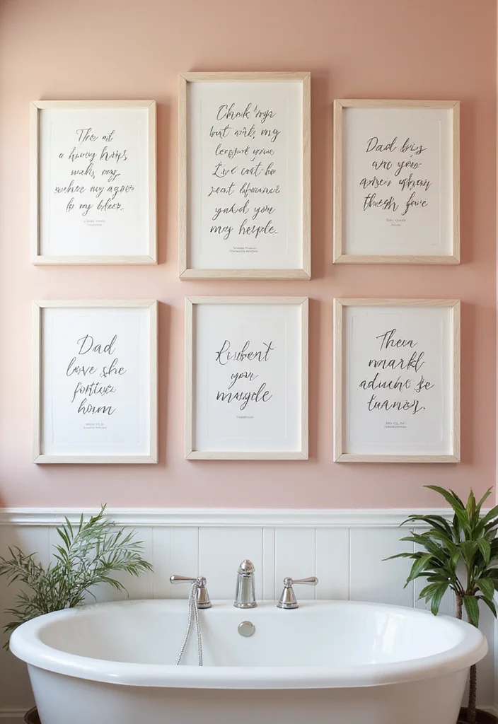 14 Bathroom Photo Wall Ideas for a Personal Touch - 2. Inspirational Quotes
