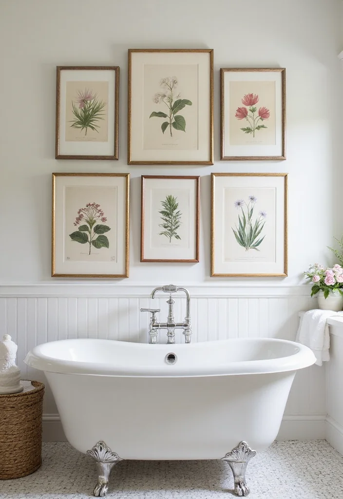 14 Bathroom Photo Wall Ideas for a Personal Touch - 6. Themed Collections