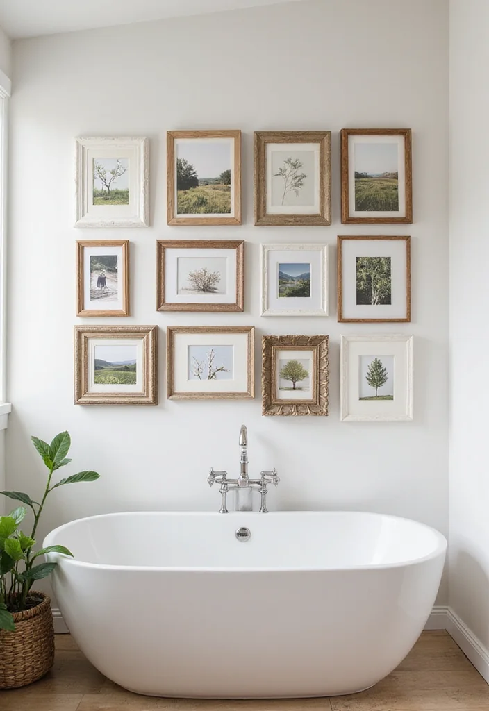 14 Bathroom Photo Wall Ideas for a Personal Touch - 8. Seasonal Swaps