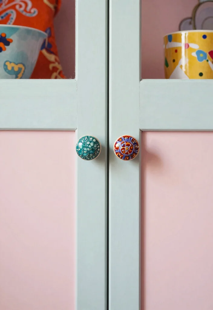 14 Bedroom Closet Door Hardware Ideas For A Fresh Update - 7. Colorful Ceramic Knobs