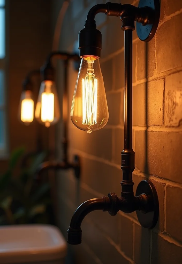 14 Black Bathroom Light Fixture Ideas With Edge - 10. Vintage Edison Bulbs
