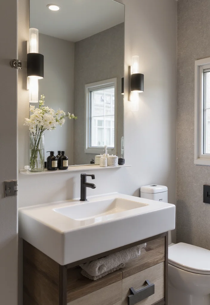 14 Black Bathroom Light Fixture Ideas With Edge - 11. Wall-Mounted Black Fixtures