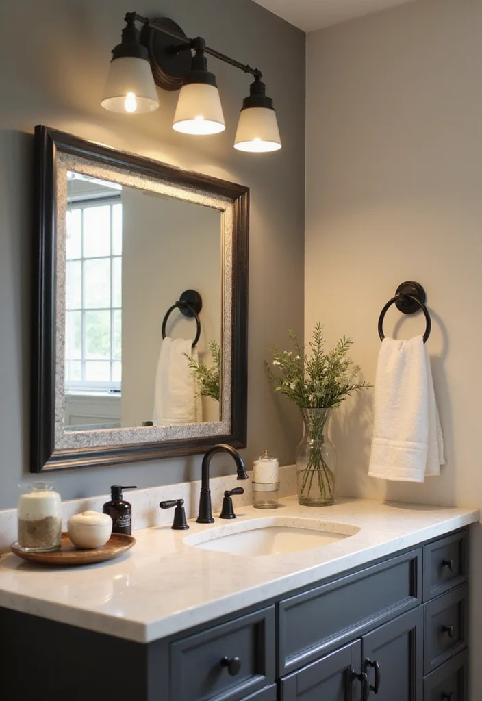 14 Black Bathroom Light Fixture Ideas With Edge - 13. Layered Lighting Effects