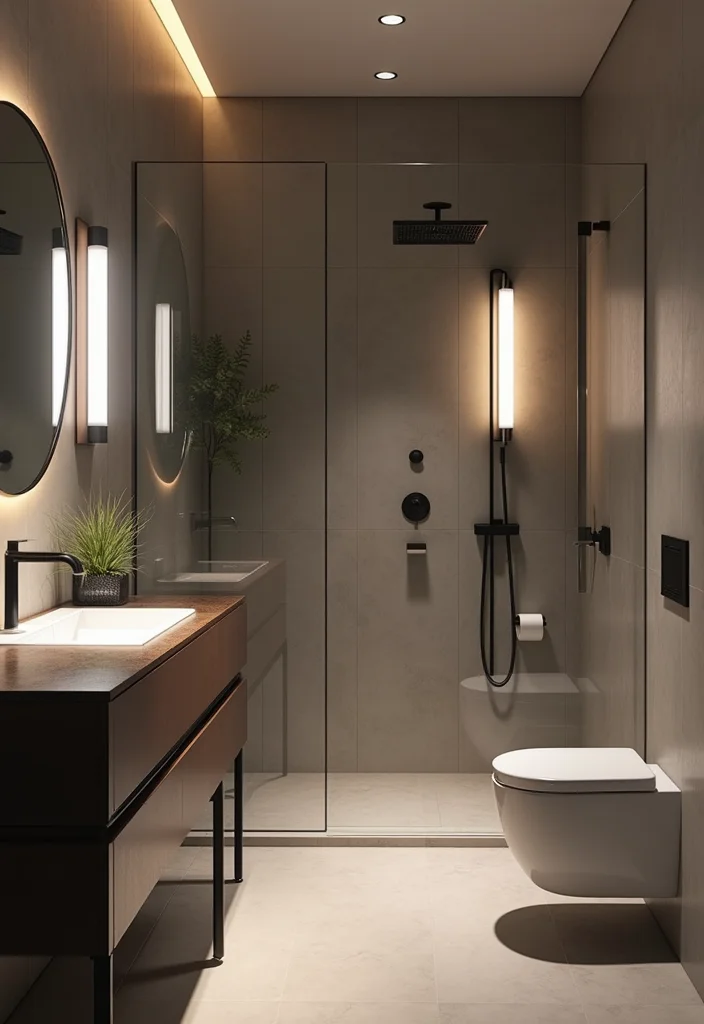 14 Black Bathroom Light Fixture Ideas With Edge - 14. Smart Lighting Solutions