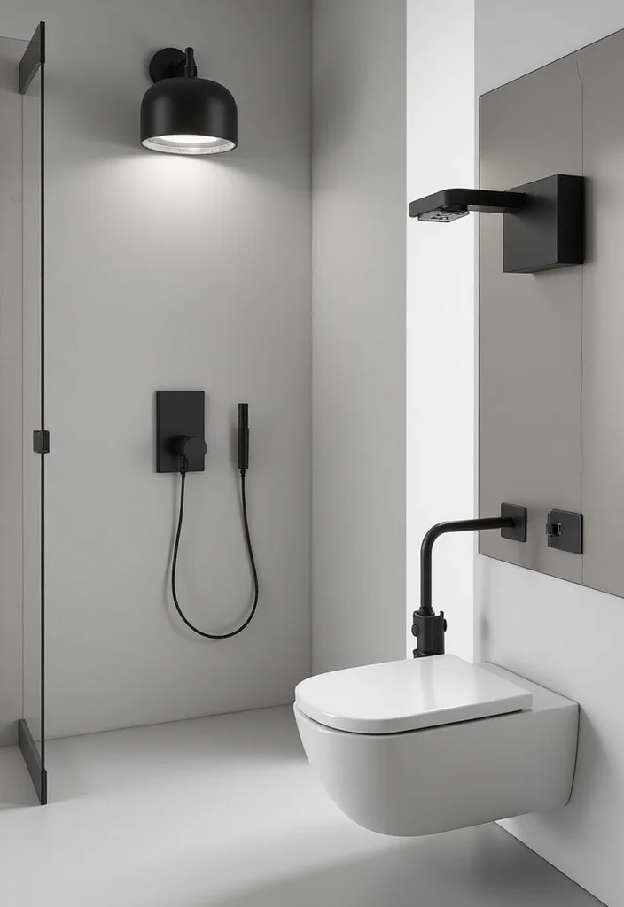 14 Black Bathroom Light Fixture Ideas With Edge - 3. Minimalist Black Fixtures